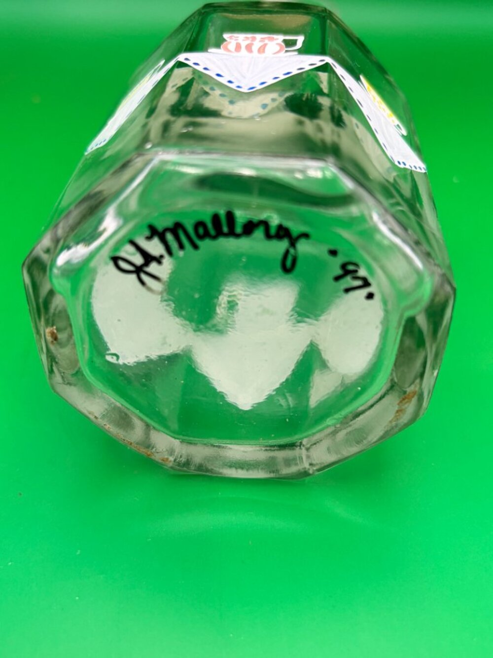 VTG Signed Italian Mod Dep HandPainted Glass Cruet Bottle Decanter Cork Stopper - Picture 8 of 10